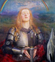 Retrato de Juana de Arco (1412-1431). Pintura de Annie Louisa Swynnerton (1844-1933). Óleo sobre lienzo. Arte prerafaelita. Colección particular