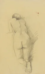 Espalda femenina arrodillada desnuda