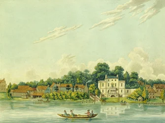 Las orillas del Támesis en Twickenham, mostrando la casa de Alexander Pope