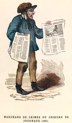 Un vendedor de periódicos en 1845, grabado, colección privada - Vendedor de periódicos en París