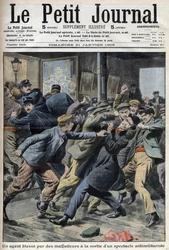 Un policía herido durante una manifestación antimilitarista en Aubervilliers, portada del periódico Petiter Journal 31 de enero