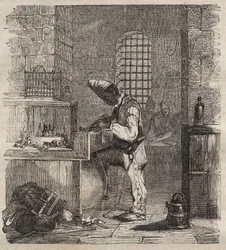 Una fuerza de trabajo en el Bagne de Brest en el siglo XIX. Grabado en “Histoire des bagnes depuis leur création à nos jours” (1877) de Pierre Zaccone (1817-1895). Colección privada.
