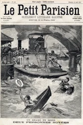 Accidente en el Sena: dos personas en un bote ahogado. En "Le Petit Parisien" el 25/04/1897.