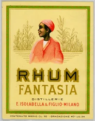 Anuncio de ron Fantasia, plantación de caña de azúcar (principios del siglo XX)