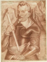 Albrecht von Wallenstein (ou Waldstein) (1583-1634) - Albrecht von Wallenstein (1583-1634) - Anónimo - 1630 - Sanguine on paper - 28,2x21 - Private Collection