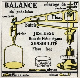 Balance de sólidos: balanzas. Ilustración anónima de 1925. Colección privada.