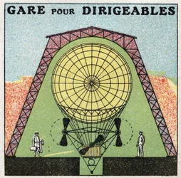 Globos: estación para dirigibles. Ilustración anónima de 1925. Colección privada.