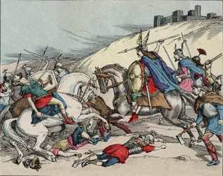 Batalla de Gergovia - Vercingetorix en la Batalla de Gergovia (52 a.C.) durante la Guerra de las Galias.