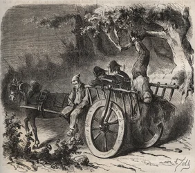 Audaz fuga de una fuerza del Bagne de Toulon en el siglo XIX. Grabado en “Histoire des bagnes depuis leur creación à nos jours” (1877) por Pierre Zaccone (1817-1895). Colección privada.