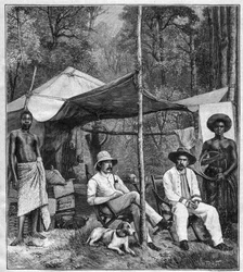 Campamento de la misión dirigida por el Capitán Binger en Afforenou (Costa de Marfil)