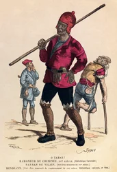 Chimenea, deshollinador, campesino y mendigo
