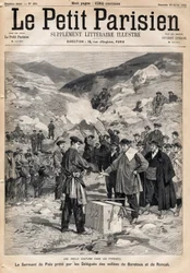 Costumbre de los Pirineos: el juramento de paz tomado por los delegados de los valles de Baretous y Roncal. En "Le Petite Parisien" el 23/07/1893.