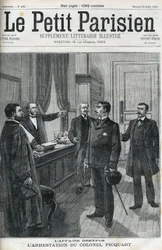 Caso Dreyfus, en 1898, el arresto del Teniente Coronel Georges Picquart (1854-1914). En “le petit Parisien” de 1898.