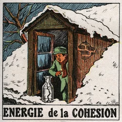 Energía de cohesión: el agua fría rompe el jarrón. Ilustración anónima de 1925. Colección privada.