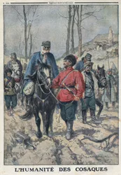 Primera Guerra Mundial 1914-1918 (Guerra 14-18). Los caballos son prestados a prisioneros austríacos enfermos o heridos del Ejército del Cáucaso. En "Le Petite Journal", el 23/07/1916. Colección privada