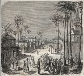 Forzados yendo a trabajar en el penitenciario Saint-Laurent en Cayena (Guayana Francesa) en el siglo XIX. Grabado en “Histoire des bagnes depuis leur création à nos jours” (1877) de Pierre Zaccone (1817-1895).