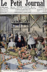 El presidente francés Armand Fallières (1841-1931), recibido en Londres por el Lord Mayor, en un banquete en el Guildhall. Le petit Journal, junio de 1908 (grabado)