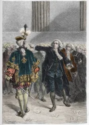 Revolución francesa - reunión de los estados generales el 23/06/1789: Honoré Gabriel Riqueti, Conde de Mirabeau (1749-1791) apostrofando a Henri Evrard, Marqués de Dreux-Brézé (1762-1829) - Estados generales en Versalles