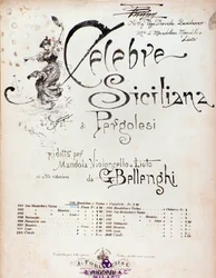Portada de la partitura musical de Celebre siciliana atribuida a GB Pergolese