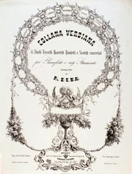 Frontispicio de una colección de partituras musicales de Giuseppe Verdi