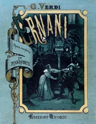 Frontispicio de la partitura musical de Ernani de Giuseppe Verdi