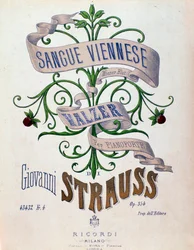 Portada de la partitura de Sangre vienesa de Johann Strauss
