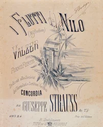 Frontispicio de partituras musicales de Valses de las Aguas del Nilo para Piano de Josef Strauss