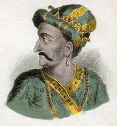 Gran Mogol (probablemente Aurangzeb (1618-1707), también conocido como Alamgir) (Abu Muzaffar Muhiuddin Muhammad Aurangzeb Alamgir) - Grabado del siglo XIX - Milanés