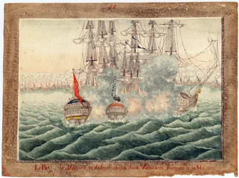 Guerra ruso-turca de 1828-1829 - Brig "Mercurio" luchando contra dos barcos turcos el 14 de mayo