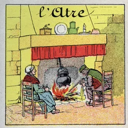 Calefacción del hogar: la chimenea. Ilustración anónima de 1925. Colección privada.