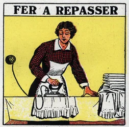 Usos domésticos de la electricidad: plancha. Ilustración anónima de 1925. Colección privada.