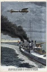 Hubert Latham (1883-1912), aviador francés, saliendo de Sangatte en un monoplano 
