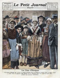 Fiestas de Huelgoat en traje tradicional bretón con motivo de una iniciativa a favor del renacimiento de las costumbres regionales. Ilustración tomada de “Le petit journal illustrious” del 09/10/1921. Colección privada