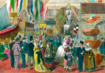 Exposición marítima internacional en París. Grabado del siglo XIX.