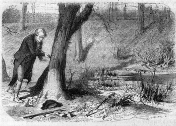 JEAN-MARIE ROLAND DE LA PLATIÈRE, estadista inglés, representado en el momento de su muerte autoinfligida al caer sobre su propia espada - Suicidio de Jean Marie Roland, vizconde de la Platière (1734-1793) - Grabado en «Histoire des Girondins» de Alphonse
