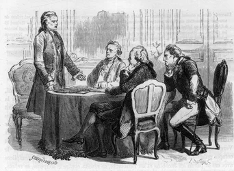 Jacques Mallet du Pan 1749-1800 - periodista suizo y propagandista político en la conferencia de Frankfurt - en 1792 dejó París hacia Alemania, encargado por Luis XVI con una misión a sus hermanos y los soberanos coaligados contra Francia - Grabado en “H