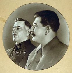 Josef Stalin y Kliment Vorosholov (Vorochilov)