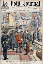 El Rey Eduardo VII dejó Cherburgo después de un viaje a Francia. Le Petit Journal, mayo de 1903