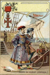 Caballeros de la ORDEN DE CRISTO DE PORTUGAL. Cromolitografía de finales del siglo XIX. Colección privada