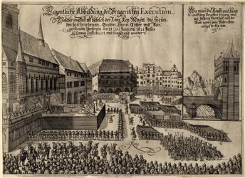 La guerra de los Treinta Años - ejecución de 27 señores checos en la plaza de la Ciudad Vieja de Praga el 21 de junio de 1621