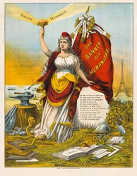 La diosa de la libertad con martillo y yunque