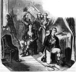 Los Girondinos en la noche del 31 de mayo de 1793 (la caída de los Girondinos) - Grabado en “Histoire des Girondins” de Alphonse de Lamartine (1790-1869) 1865-1866 - Colección privada