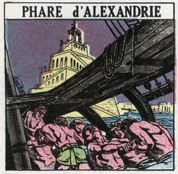 Señales de luz: el faro de Alejandría en el antiguo Egipto. Ilustración anónima de 1925. Colección privada.