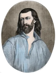 Posesiones de Loudun: URBAN GRANDIER, sacerdote de Loudun víctima de la injusticia - Asunto de los poseídos de Loudun (demonios de Loudun): retrato del sacerdote francés Urbain Grandier (1590-1634) - Grabado de 1863 en "Le Livre Rouge - Historia De La Horc