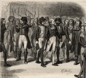 Maximilien Robespierre y sus coacusados arrestados en la Convención en 1794 - Maximilien Robespierre y sus coacusados arrestados en la convención en 1794 - Grabado en “Histoire des Girondins” por Alphonse de Lamartine (1790-1869) 1865-1866. Colección priva