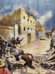 Revolución Mexicana: marines estadounidenses luchando en Vera-Cruz, abril 1914. Ilustración en L