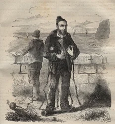 Militares condenados al bagne de Toulon en el siglo XIX. Grabado en “Histoire des bagnes depuis leur création à nos jours” (1877) de Pierre Zaccone (1817-1895). Colección privada.