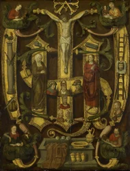 Monograma de Cristo combinado con Instrumentos de la Pasión, c.1560 (óleo sobre tabla)
