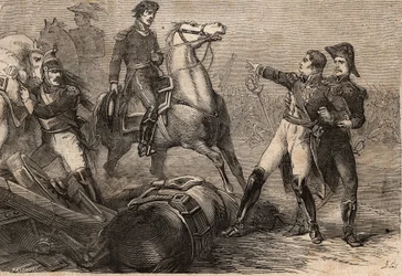 Guerras Napoleónicas 1813-15 - Batalla de Ligny (Bélgica), el 16 de junio de 1815 - Muerte de Jean-Baptiste Girard - La muerte del general Girard. Batalla de Ligny (16 de junio de 1815): herido en el campo de batalla, el General Girard (1775-1815), repatri