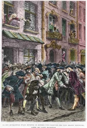 París IV arrondissement - La rue Quincampoix en 1720 en la época del sistema de John Law (1671-1729) - “L